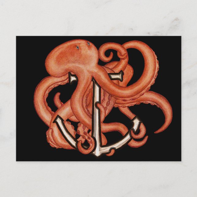 Steampunk Octopus Över fästpunkt Vykort (Framsida)