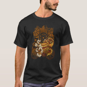 Steampunk Octopus Riding Bicycle Ocean Kraken Bike T Shirt