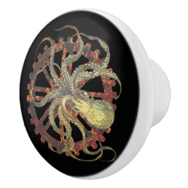 Steampunk Octopus & Rusty Clockwork Gear Knopp