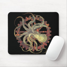 Steampunk Octopus & Rusty Clockwork Gear Mousepad Musmatta