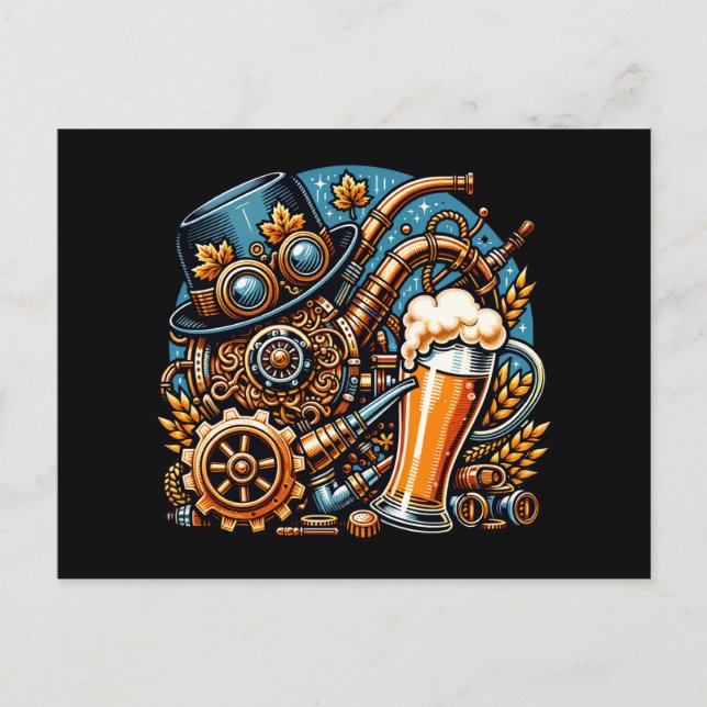 Steampunk Oktoberfest Vykort (Framsida)