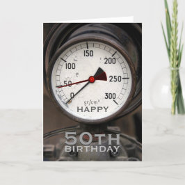 Steampunk Old Manometer 50:e födelsedagen Hälsning Kort
