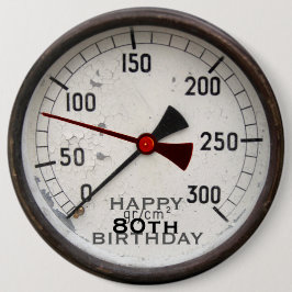 Steampunk Old Manometer 80 Birthday Button Knapp