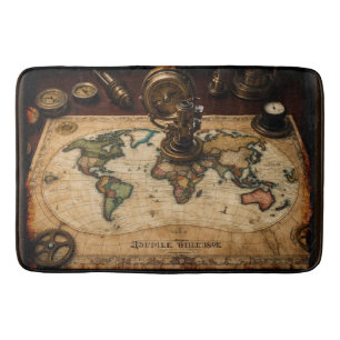 Steampunk Olde Worlde Karta Badrumsmatta