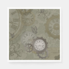 Steampunk, oliv grönt vintage pappersservett