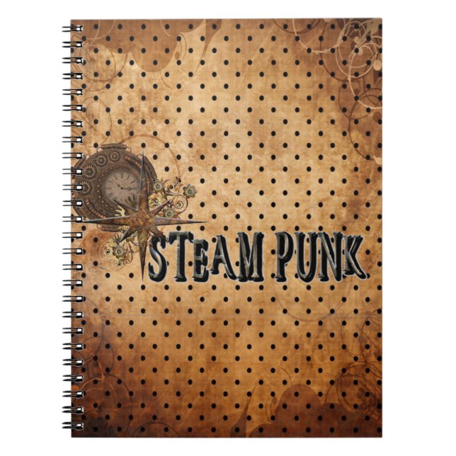 Steampunk Ord Collage Anteckningsbok Med Spiral (Framsidan)