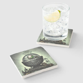 Steampunk Ornate Cauldron och Magic Items på Grönt Stenunderlägg