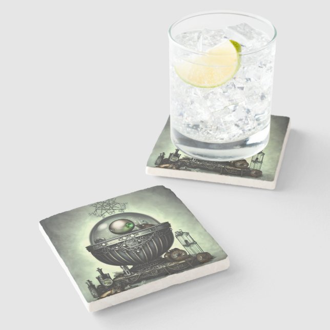 Steampunk Ornate Cauldron och Magic Items på Grönt Stenunderlägg (Sidan)