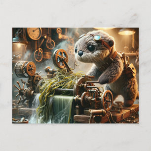 Steampunk Otter Sjögräs Clogged Maskin Vykort