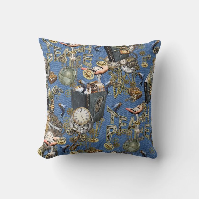 Steampunk på Blue Denim Kudde (Framsida)