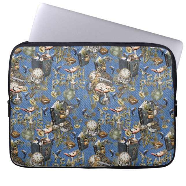 Steampunk på Blue Denim Laptop sleeve (Framsidan)
