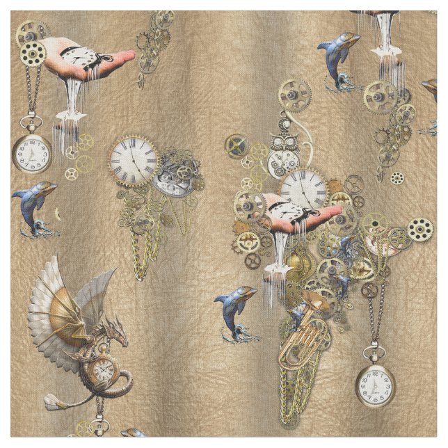 Steampunk på Guld Tan Leather Tyg (Närbild)