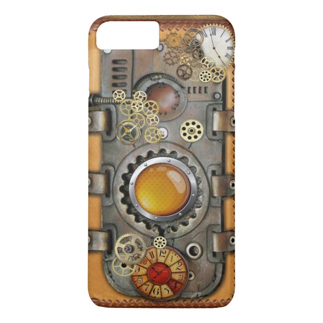 Steampunk på läder Case-Mate iPhone skal (Baksida)