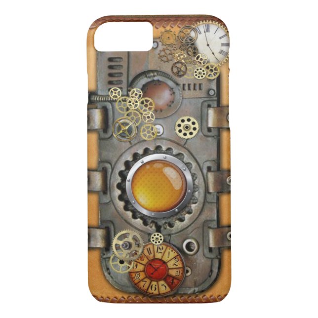 Steampunk på läder Case-Mate iPhone skal (Baksida)