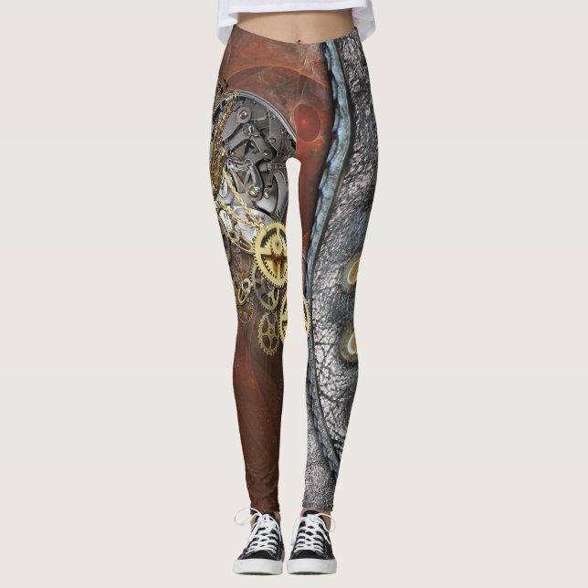 Steampunk på läder leggings (Framsida)