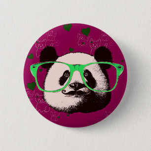 Steampunk Panda Bear in Glass with Mustache Knapp