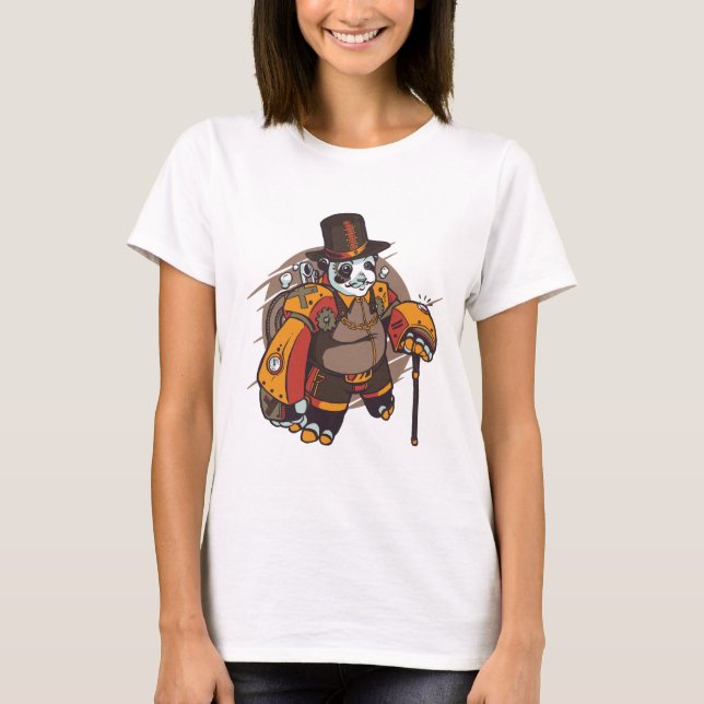 Steampunk Panda T Shirt (Framsida)
