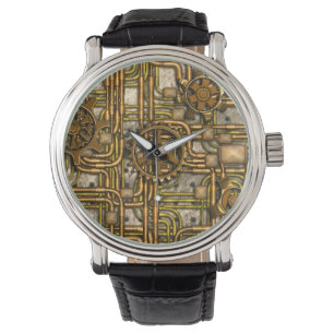 Steampunk Panel - Gears and Rör - Brass Armbandsur