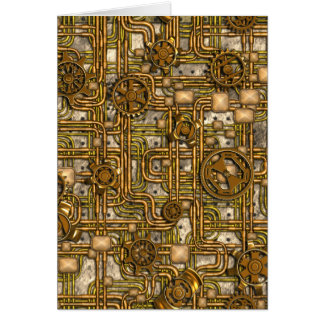 Steampunk Panel - Gears and Rör - Brass Hälsningskort