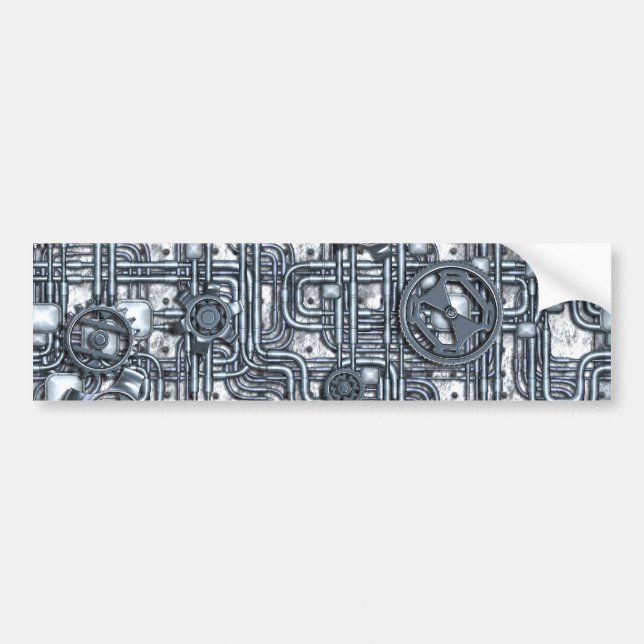Steampunk Panel - Gears and Rör - Steel Bildekal (Framsidan)