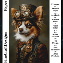 Steampunk Papillon Hund Porträtt CQ1 Hantverks Pap