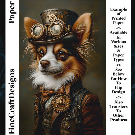 Steampunk Papillon Hund Porträtt CQ1 Hantverks Pap