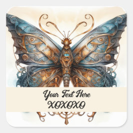 Steampunk party butterfly fyrkantigt klistermärke