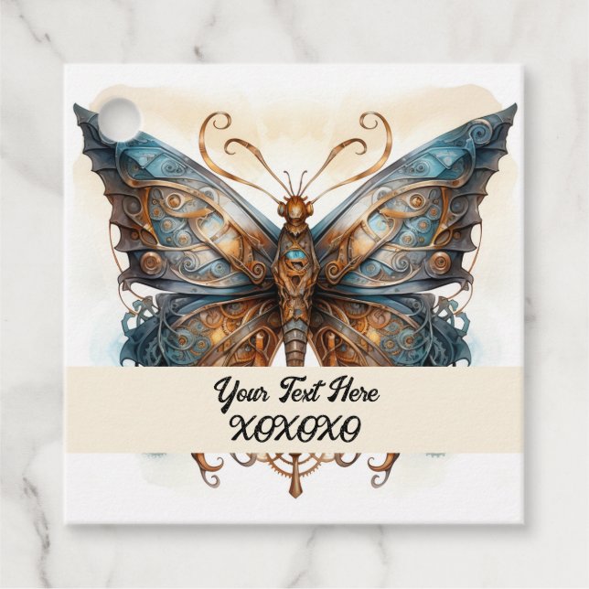 Steampunk party butterfly gåvor etiketter (Framsida)