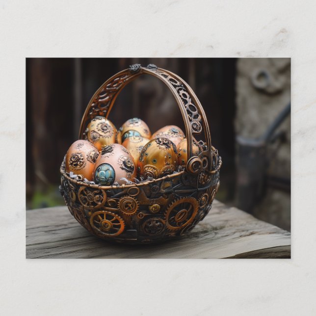 Steampunk Påsk Hälsning Helg Vykort (Framsida)