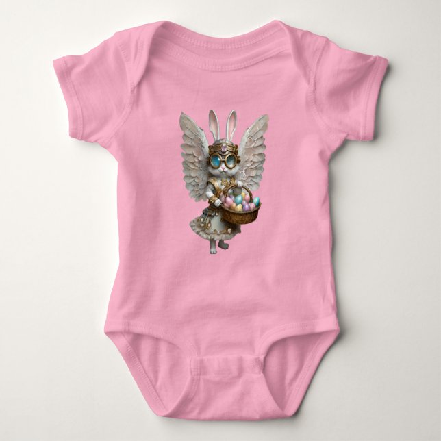 Steampunk Påskharen Ängel Flicka T Shirt (Framsida)