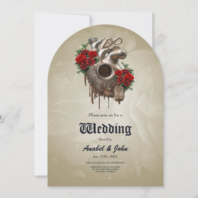 Steampunk Passion, Kärlek mekaniska hjärta. Inbjudningar (Framsida)