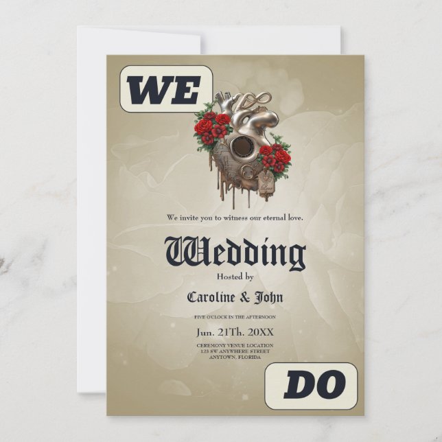 Steampunk Passion, Kärlek mekaniska hjärta. Inbjudningar (Framsida)