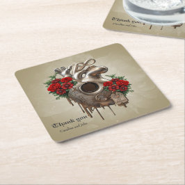 Steampunk Passion, Kärlek mekaniska hjärta. Underlägg Papper Kvadrat