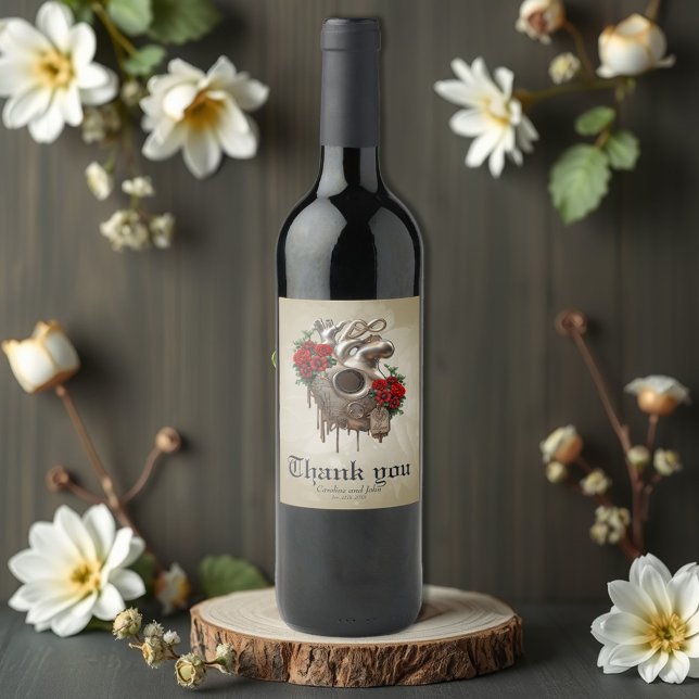 Steampunk Passion, Kärlek mekaniska hjärta. Vinflaska Etikett (Skapare uppladdad)