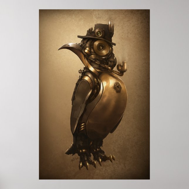 Steampunk Penguin | Skriv ut Poster (Framsidan)