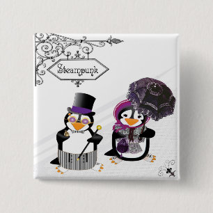 Steampunk Penguins Button Knapp