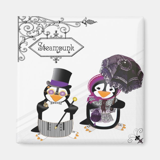 Steampunk Penguins Magnet (Framsidan)