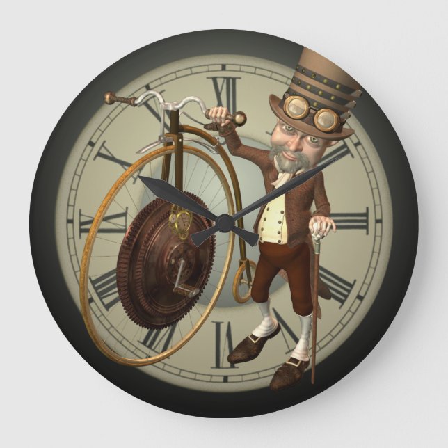 Steampunk Penny Farthing Stor Klocka (Framsida)