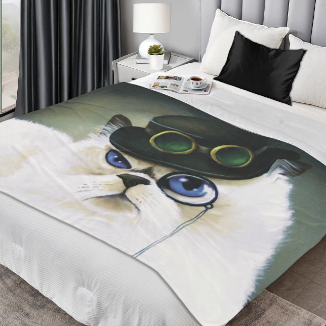 Steampunk Persian Cat Fleecefilt (Skapare uppladdad)