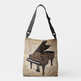 Steampunk-piano på handskriven pergament axelväska