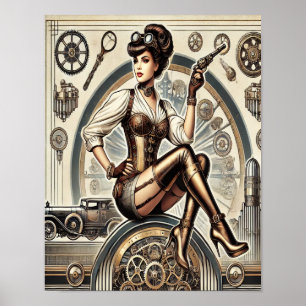 Steampunk Pin-Up Art, Poster 2, Glamor & Vintage