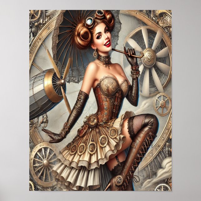 Steampunk Pin-Up Poster 3, Glamor & Vintage (Framsidan)