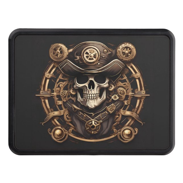 Steampunk Pirat Skull Hitch Cover Dragkroksskydd (Framsidan)