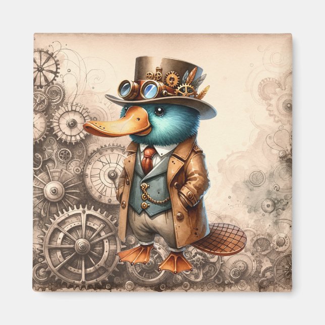 Steampunk Platypus Magnet (Framsidan)