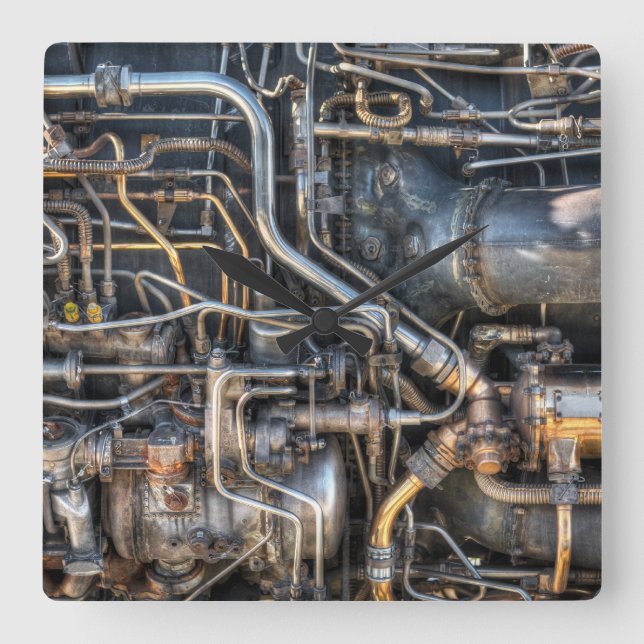 Steampunk Plumning Rör Fyrkantig Klocka (Framsida)