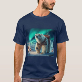 Steampunk Polar Bear and Aurora Art T Shirt