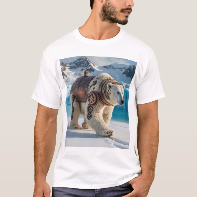 Steampunk Polar Bear Warrior T Shirt (Framsida)