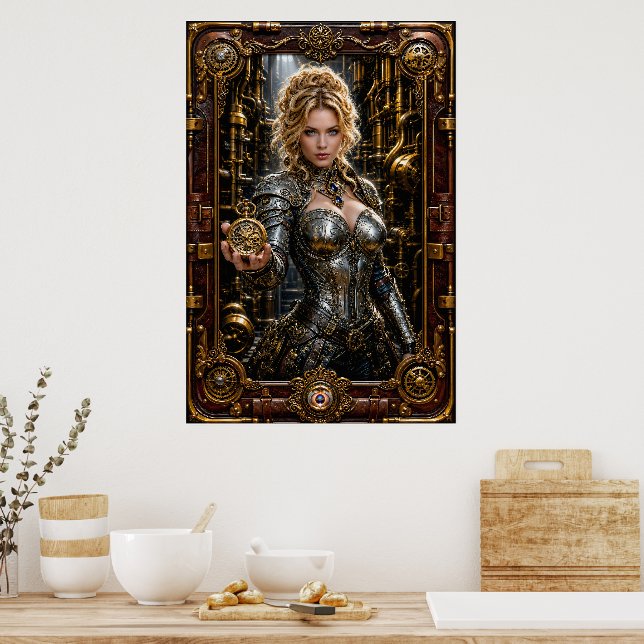Steampunk-porträtt av Ottilie Von Zale Poster (Kök)