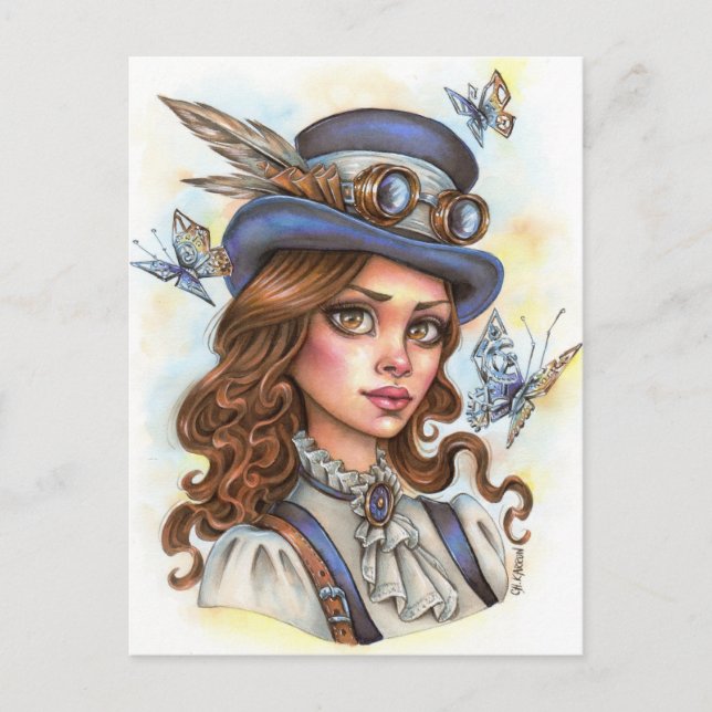 Steampunk Postcard Vykort (Framsida)