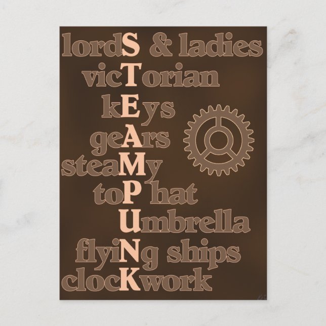 Steampunk Postcard Vykort (Framsida)